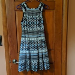 A-line Blue Patterned Dress